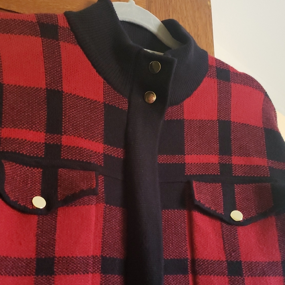 Cynthia Rowley Red and Black Checkered Jacket